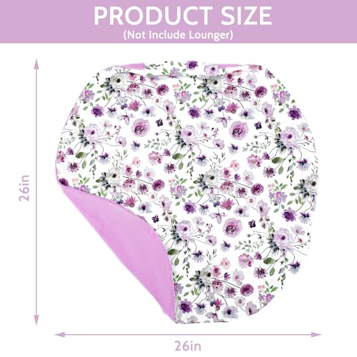 Image of GFU Newborn Lounger Cover Replacement, Soft Baby Lounger Cover 1 Pack, Breathable Infant Removable Slipcover for Boys Girls, Purple Flowers