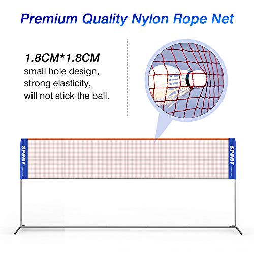 Ulalov Badminton Net Set, 17ft Portable Badminton Net, Adjustable Height for Volleyball Soccer Tennis Pickleball Indoor or Outdoor Court, Backyard, Beach, Driveway