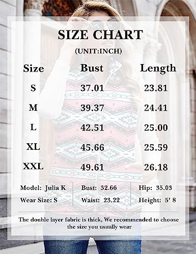 Lomon Women'S Zipper Vest Sleeveless Sherpa Fleece Open Front Oversized Outerwear With Pockets Red Blue Print Xl thumb #5