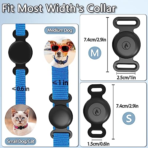 Waterproof-Airtag-Dog-Collar-Holder-Compatible-with-Apple-AirTag-Silicone-Waterproof-Air-Tag-Case-for-Dog-Collar-Anti-Lost-AirTag-Holder-for-Pet-Cat-Dog-GPS-Tracker-2-Pack-Black-White
