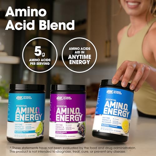 Optimum Nutrition Amino Energy - Pre Workout with Green Tea, BCAA, Amino Acids, Keto Friendly, Green Coffee Extract, Energy Powder - Concord Grape, 30 Servings - Image 6