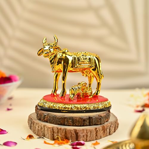 Image of ZAICUS Kamdhenu Cow and Calf Showpiece - Decorative Statue for Home & Office, Symbol of Prosperity and Wealth, Feng Shui Good Luck Diwali Gift