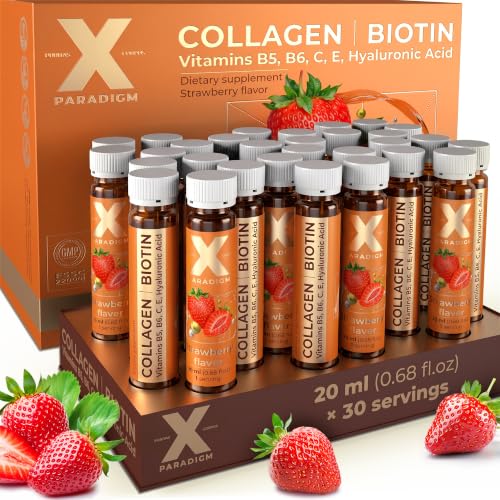 Liquid Collagen Peptides with Biotin & Hyaluronic Acid, Strawberry flavor