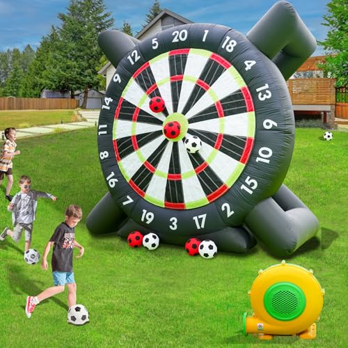 10FT Inflatable Soccer Dart Board for Kid Adults.Giant Soccer Dart Board Comes with 8 Soccer Balls & 370W Blower for Outdoor Games, Carnival Games,Backyard Games,Camp Activities & Soccer Parties