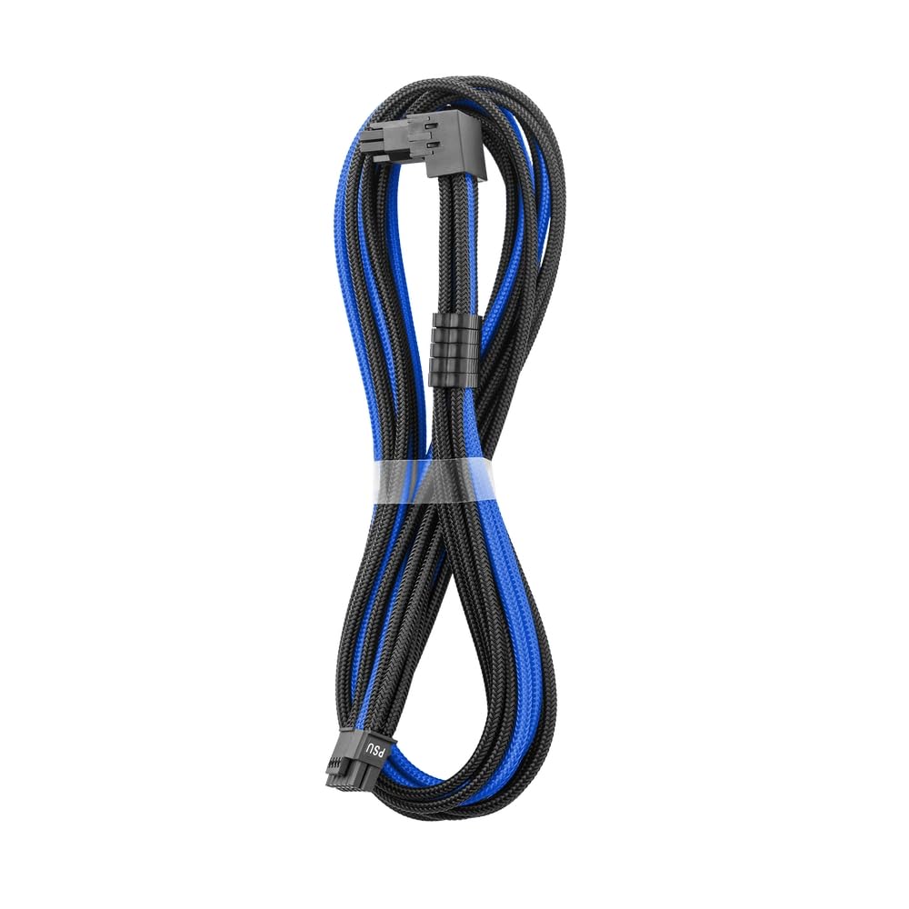 CableMod Universal Pro ModMesh Sleeved 12V-2x6 12VHPWR 90° StealthSense Direct PCIe Cable (Variant A, Black + Blue)