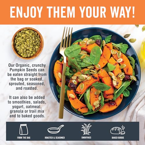 Viva Naturals Organic Pumpkin Seeds - Shelled, Unroasted & Unsalted Pumpkin Seeds Organic, Perfect for Salads, Trail Mix & Baked Goods - Good Source of Iron & Dietary Fiber - 1 lb (16 oz / 454 g) - image 5