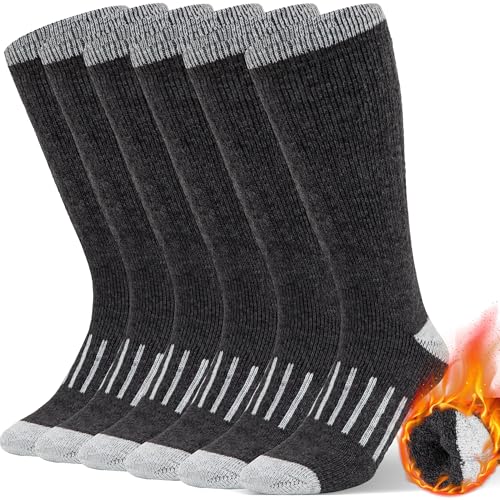 Image of Alvada Mens Merino Wool Crew Socks Thermal and Warm Socks for Winter Work Hiking Running 3 Pairs