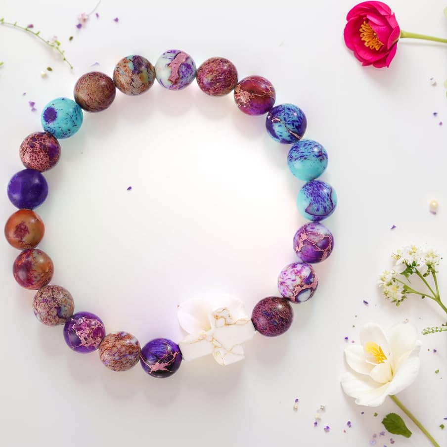 Image of Confirmation Gifts for Teenage Cross Charm Beaded Bracelet for Women /Men Relax Anxiety Jewelry Faith Gifts Catholic Sponsor Gift (Emperor Purple)