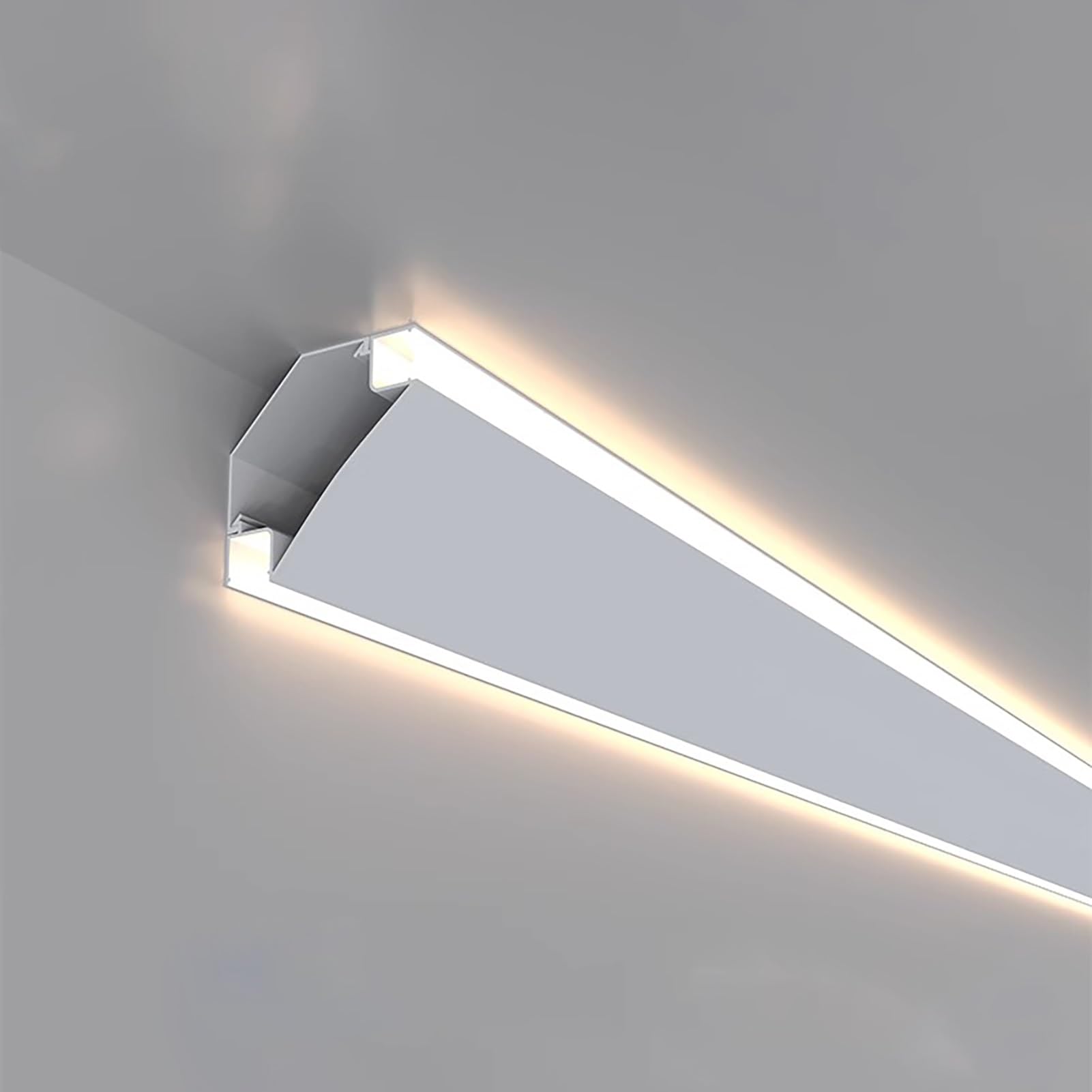 Profili per Strisce Led Profilo in Alluminio per Canale Led Modanatura Corona, Canale Diffusore Illuminazione Indiretta Led Montaggio in Superficie, Fessura Diffusore Modanatura Led Parete / Soffitto(