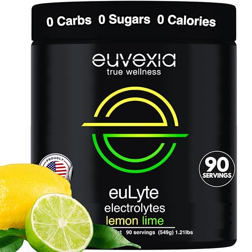 Dr Ekberg euLyte Instant Hydration Electrolytes Powder Zero Sugar Carb Calorie Lemon Lime Drink Mix 80+ Minerals Magnesium Potassium Calcium Trace Minerals Fasting Keto Stevia 90 Servings