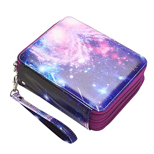 Image of 72 Slots Pencil Case Organizer w /Removal Handle Strap | 3-Layer Zipped Pencils Box Large for Colored Pencils Watercolor Pencils for Office and Travel for Artist