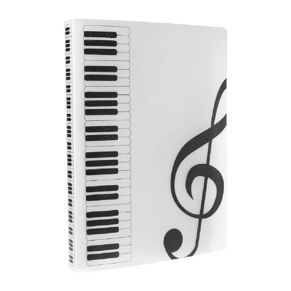 Classeur 40 Pages A4 Pour Partitions De Piano - Coque ABS Avec Design Notes De Musique - Noir, Bleu, Blanc, Rose
