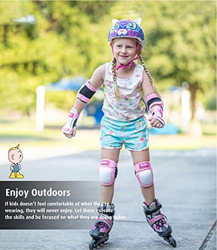 Simply Kids Knee and Elbow Pads with Wrist Guards, HardSoft Pad Tech. - CPSIA Certified Protective Gear Set - Inline Roller Skate Skateboard Bike Knee Pads for Kids Child Girls Boys Toddler Youth 6 51E 57aEnDS. AC