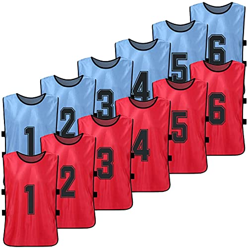 SerendipitousWhisper 12 Piezas Petos de Entrenamiento para Niños y Adultos,Camisas marcadoras,Camisas,Camiseta de Entrenamiento,Scrimmage Chalecos de Entrenamiento de fútbol Baberos