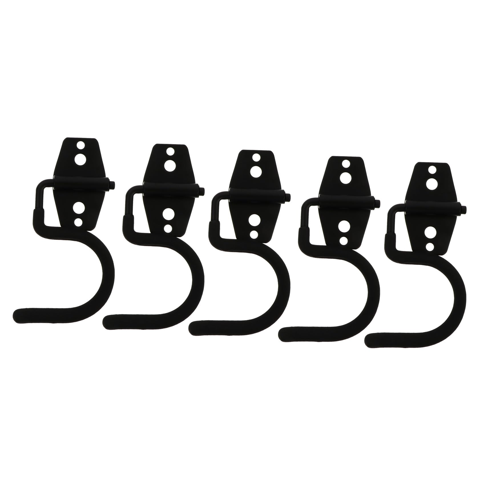 Ganci da Parete per Garage Supporto Strumenti Multifunzione 5 Pezzi in Metallo Nero per Scopa, Pala e Oggetti Pesanti