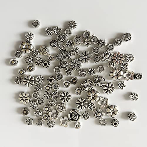 About 50g Antique Silver Flower Spacer Beads Assorted Tibetan Beads