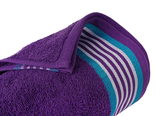Image of Casa Copenhagen Germany Design - He & She Super Soft Collection 2 Pieces 100% Cotton Large Bath Towel (Size : 70 x 140 cm)-Neon Teal Green & Violet Indigo