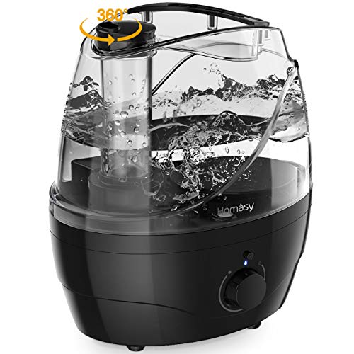Homasy Cool Mist Humidifiers, 28dB Whisper-Quiet Humidifiers for Bedroom, Easy to Clean & Control Air Humidifier, Auto Shut-Off, 24H Work Time, Earth Black
