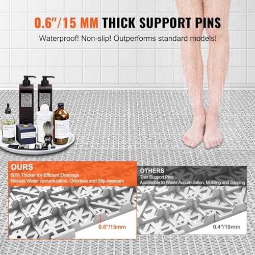 Image of Amazon Brand - Umi 12 Pc Interlocking Drainage Floor Mat Splicing Drainage Mats PVC Interlocking Drainage Floor Tiles Shed Basement Flooring Mats for Restroom Shower Bathroom Pool Wet Areas (30x30cm)