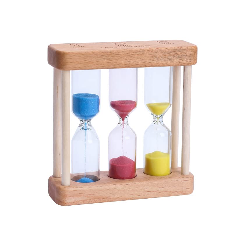 1/3/5 Minute Wooden Sand Glass Hourglass Timer Clock Home Decor Gift Black White