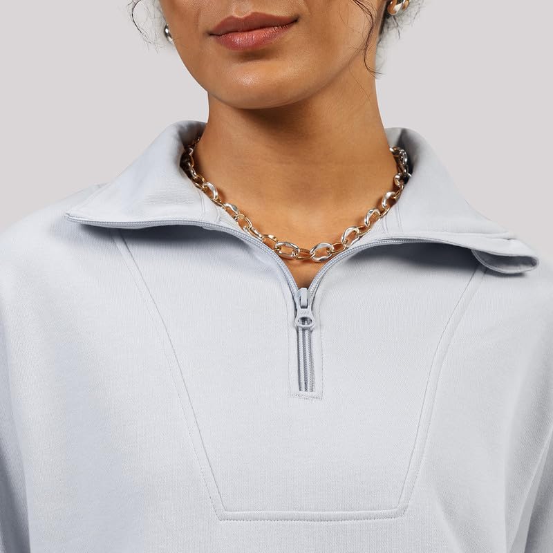 Image of BlissTerry Half Zip | Zippered front |Convertible collar to style |Kangaroo pocket for essentials |Ribbed cuffs |Cropped length