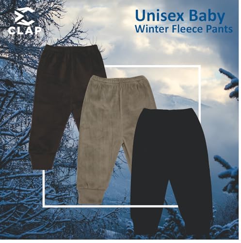 Image of CLAP Unisex Baby Winter Pants Fleece Warm Pajamas Super Soft Multicolor Set of 3