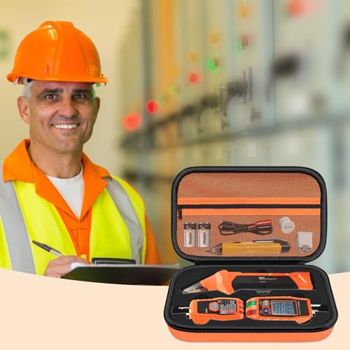 Image of Hard Case for Klein Tools ET310 AC Circuit Breaker Finder Electric Tester & 80016 Tool Kit & RT250 GFCI Outlet Tester and Accessories Electrical Tools Storage Organizer Bag, Orange(Case Only)