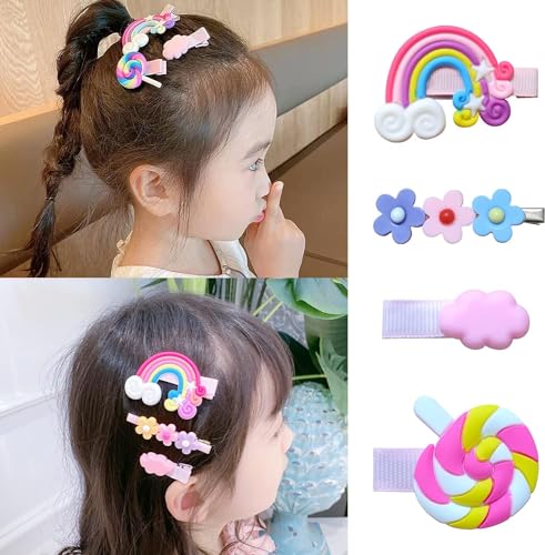 Image of 28 Piece Hair Clip -Cute Fruit Cartoon Animal Shape Hair Clip Pins Set for Baby Girls, Little Girl Clip Set Hair Stuff Kids Accessory, Flower Candy, Fruits Rainbow, Butterflies for Hairstyles Multi ( 2 cards )