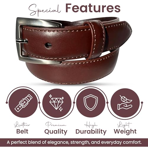 Men's Black & Brown Leather Belt – 1 1/8" Top Grain Leather Belt for Men & Women 30mm | Nickel-Free Metal Buckle2