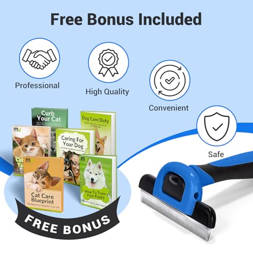 Image of MIU COLOR Pet Grooming Brush, Deshedding Tool for Dogs & Cats, Navy Blue