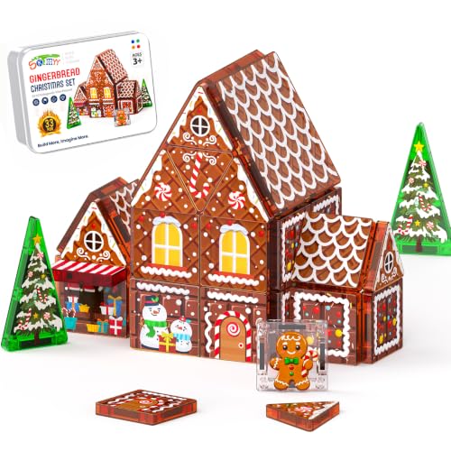 Gingerbread House Kit Magnet Tiles for Kids...