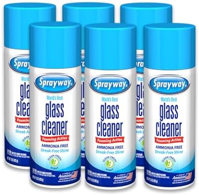 Sprayway Glass Cleaner Foaming Aerosol Spray, 15oz, Pack of 6 | Ammonia-Free, Streakless, Fast-Acting | Cleans & Polishes Glass Surfaces | Fresh Scent, Removes Fingerprints, Dust, Dirt, Smoke Film Sprayway Glass Cleaner Foaming Aerosol Spray, 15oz, Pack of 6 | Ammonia-Free, Streakless, Fast-Acting | Cleans & Polishes Glass Surfaces | Fresh Scent, Removes Fingerprints, Dust, Dirt, Smoke Film