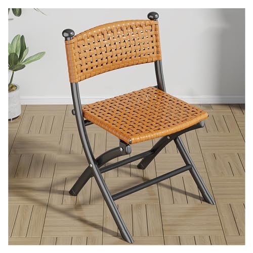 ruyi-1986 Silla Ratan Silla de ratán, Silla de Comedor Plegable, Silla de Ocio, Silla con Respaldo, Silla Individual portátil for Exteriores Silla Mimbre(Yellow,Grande)