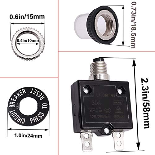 Smseace L1-15A 15Amp Electric Button Breaker 125/250Vac,Thermal Overload Protector L1 Series thumb #2