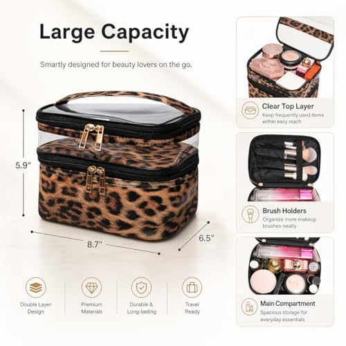 imerelez Double-Layer Transparent Makeup Bag