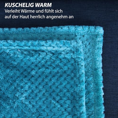 Bestlivings Kuscheldecke Flanell Decke 150x200cm (Petrol) Flauschige Struktur Wohndecke für Sofa, Couch und Bett, Tagesdecke Oeko-TEX - Sofaüberwurf