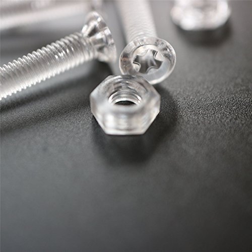 50 x tuercas y tornillos avellanados con agujero transversal, Plástico Acrílico transparente, M3 x 20mm - Tornillos de Plástico Acrílico, transparente tornillos de cabeza plana