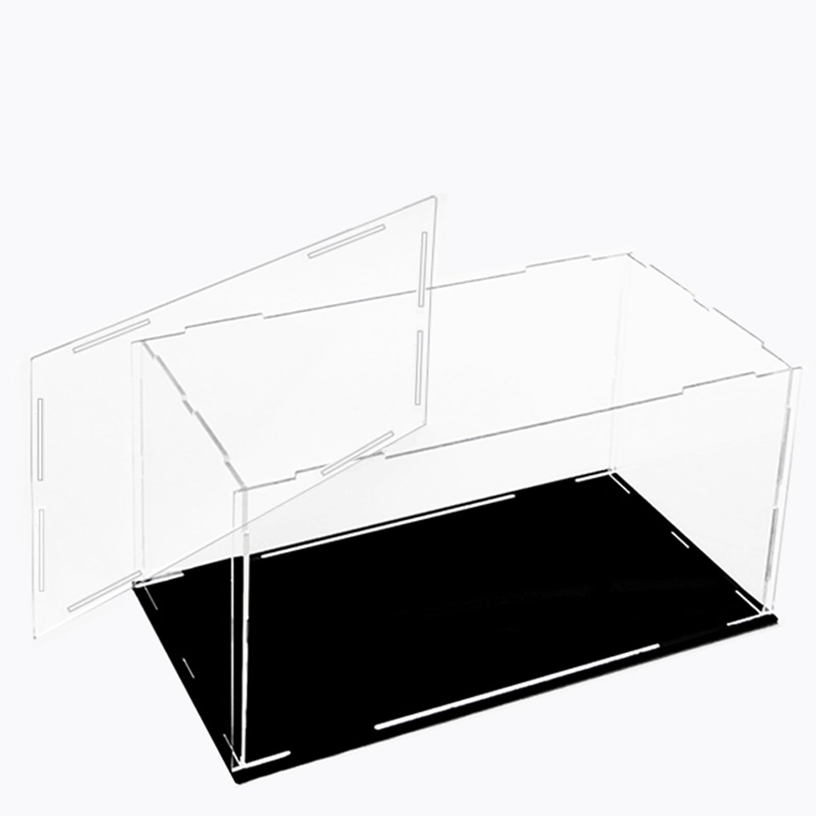 ROFBIHG Szafki, akrylowe pudełko ekspozycyjne na figurki, pyłoszczelna szafka do przechowywania, model ekspozycji, zabawki, figurki, wielofunkcyjne (czarny, wys. 25 cm, dł. 60 x szer. 35 cm)