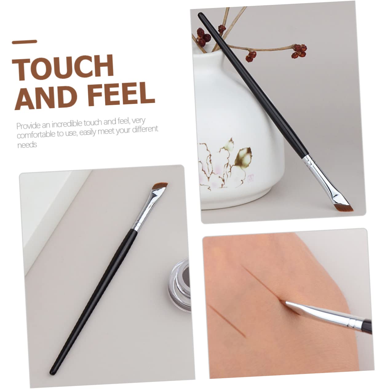 Beavorty Set Di 5 Pennelli Per Il Trucco Ergonomici Pennello Per Eyeliner Angolato Per Principianti 2 Pezzi * 5