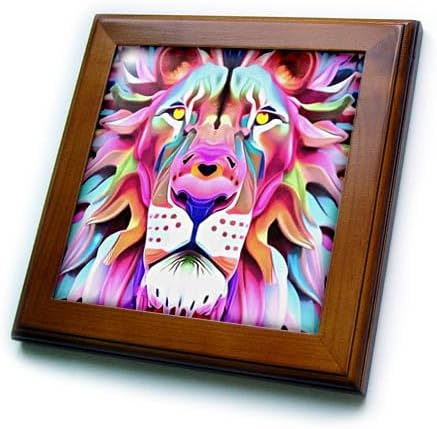 3dRose An Unreal Dreamlike Lion Fantasy Art - Framed Tiles (ft-377653-1)