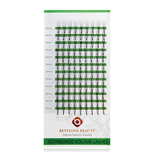 BEYELIAN Premade 6D D Curl 0.05 Thickness 13mm Eyelash Extensions Volume Fans Lashes Pre-Fanned Individual Eyelash Extension Express Lash Extensions (0.05mm 13mm D Curl 108 pcs)