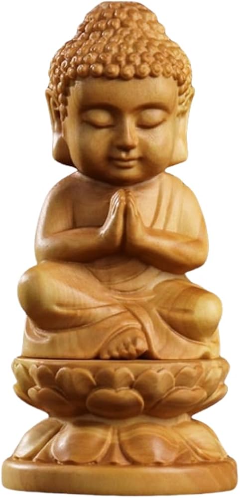 Amazon｜仏像 木彫り ミニ 可愛い 釈迦牟尼仏 小さな仏像 無垢材の彫刻