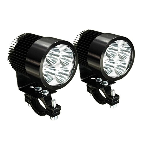 Phares Moto LED 1/2 Pièces - Spot Forme 3, 5 Modes (Blanc/Jaune/Rouge), Stroboscopique, IP67, 10-30V - Pour Moto, SUV, Voiture, Bateau
