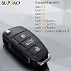Aupoko Keyless Entry Remote Key, 3 Buttons Replacement Key Shell Case, Compatible with for A3 A4 A6 A8 TT Q7 S6 Quattro, Replace for MYT8Z0837231, 4D0837231E, 4D0837231P, MYT-4073A Remote Key Case