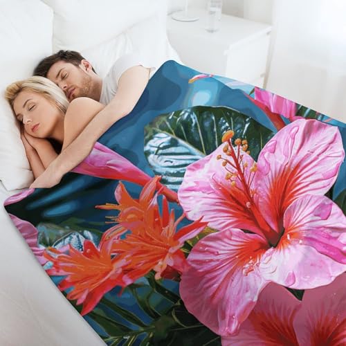 Couverture en flanelle douce fleurs roses lit canapé voyage plaid