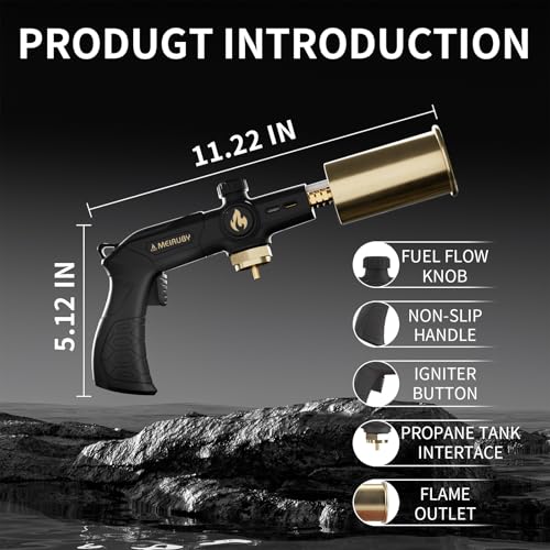 Image of Powerful Propane Torch, Gift for Men Dad, Culinary Blow Kitchen Cooking Torch for Steak Searing, Campfire Charcoal Starter for Blackstone Griddle Accessories (Tank Not included)