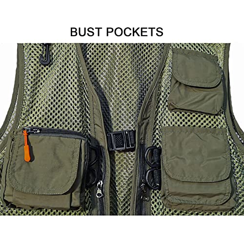 Chaleco de pesca multibolsillos rojo talla M para hombre de verano 4