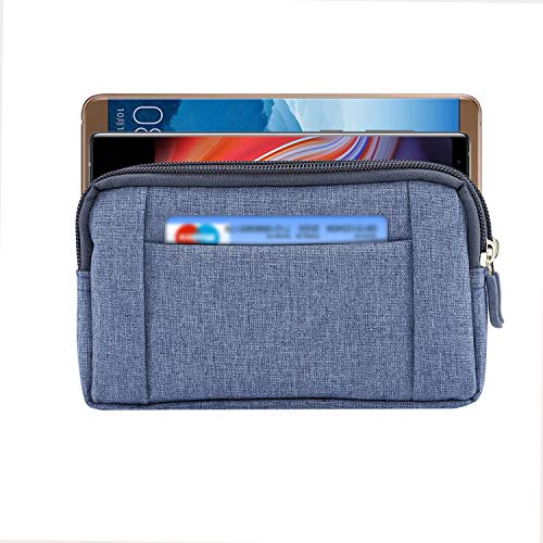 Blue Cell Phone Holster Case with Belt Clip Loop Pouch, Universal Zipper Mobile Phone Wallet, Men's Waist Bag - Image 2