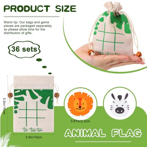 Sotiff 24 sets juego Tic Tac Toe Safari Animal Jungle miniatura 2