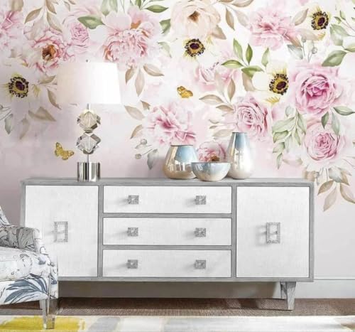 Papier peint 3D fleurs roses XLMING pour décorer un grand mur TV